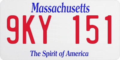 MA license plate 9KY151