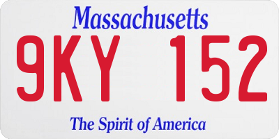 MA license plate 9KY152