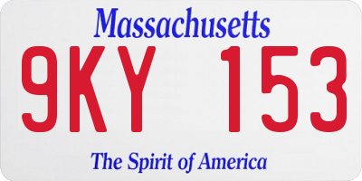 MA license plate 9KY153