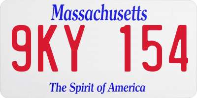 MA license plate 9KY154