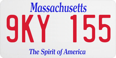 MA license plate 9KY155