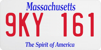 MA license plate 9KY161