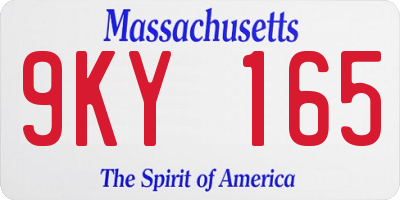 MA license plate 9KY165