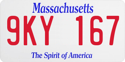 MA license plate 9KY167