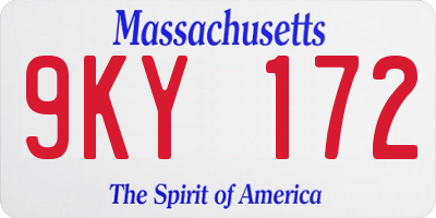 MA license plate 9KY172