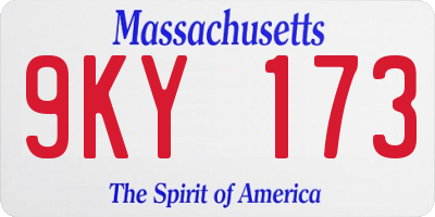 MA license plate 9KY173