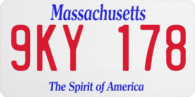 MA license plate 9KY178