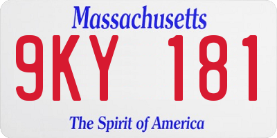 MA license plate 9KY181