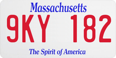 MA license plate 9KY182
