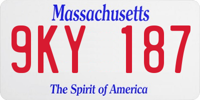 MA license plate 9KY187