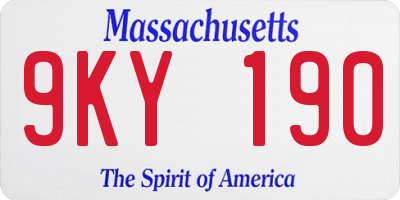 MA license plate 9KY190