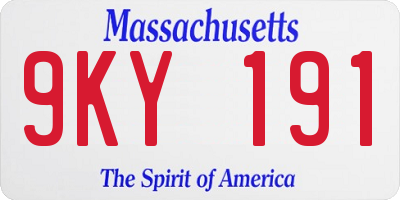 MA license plate 9KY191
