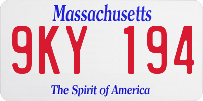 MA license plate 9KY194