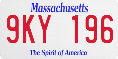 MA license plate 9KY196