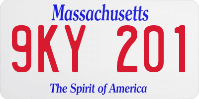 MA license plate 9KY201