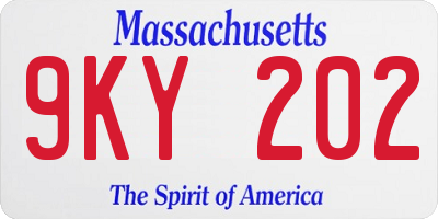 MA license plate 9KY202