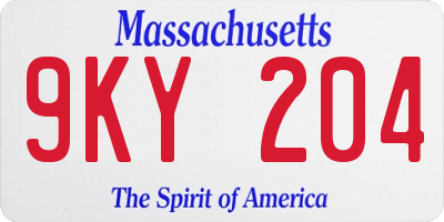 MA license plate 9KY204