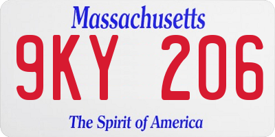 MA license plate 9KY206