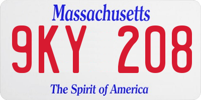 MA license plate 9KY208