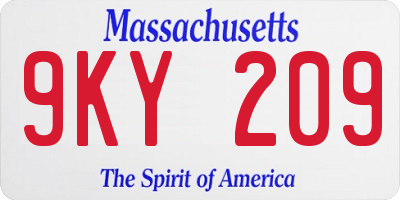 MA license plate 9KY209