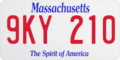 MA license plate 9KY210