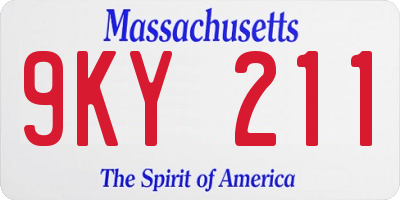 MA license plate 9KY211
