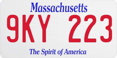 MA license plate 9KY223