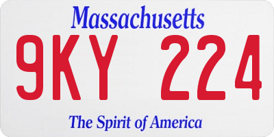 MA license plate 9KY224