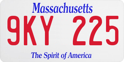MA license plate 9KY225