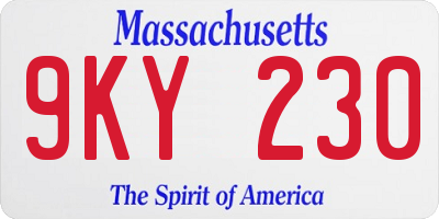MA license plate 9KY230