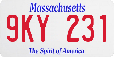 MA license plate 9KY231