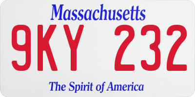 MA license plate 9KY232