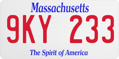 MA license plate 9KY233