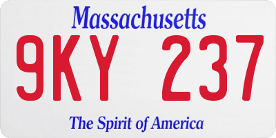 MA license plate 9KY237