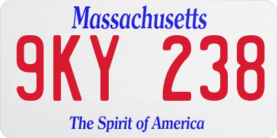 MA license plate 9KY238