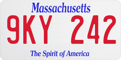 MA license plate 9KY242