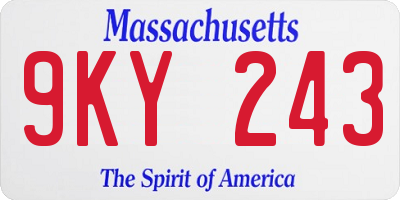 MA license plate 9KY243