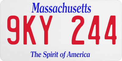 MA license plate 9KY244
