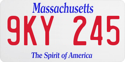 MA license plate 9KY245