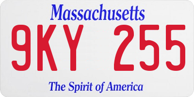 MA license plate 9KY255