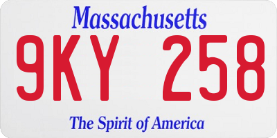 MA license plate 9KY258