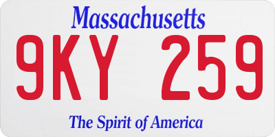MA license plate 9KY259