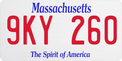 MA license plate 9KY260