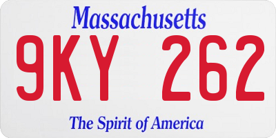 MA license plate 9KY262