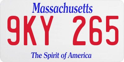 MA license plate 9KY265