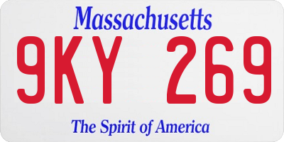 MA license plate 9KY269