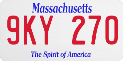 MA license plate 9KY270