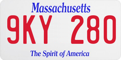 MA license plate 9KY280