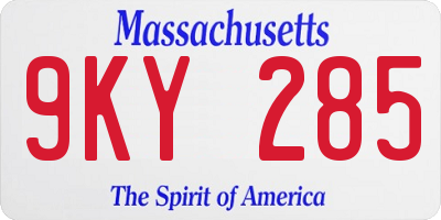 MA license plate 9KY285