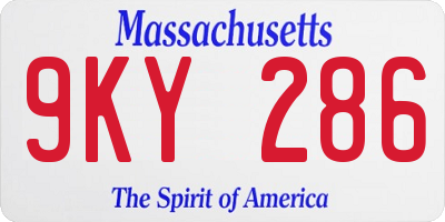 MA license plate 9KY286